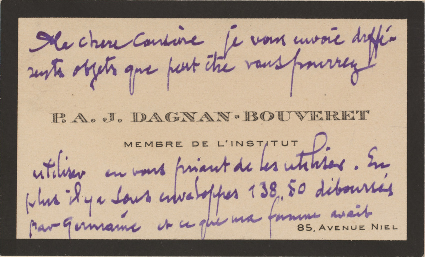 Pascal Dagnan-Bouveret - Carte de visite, papier deuil