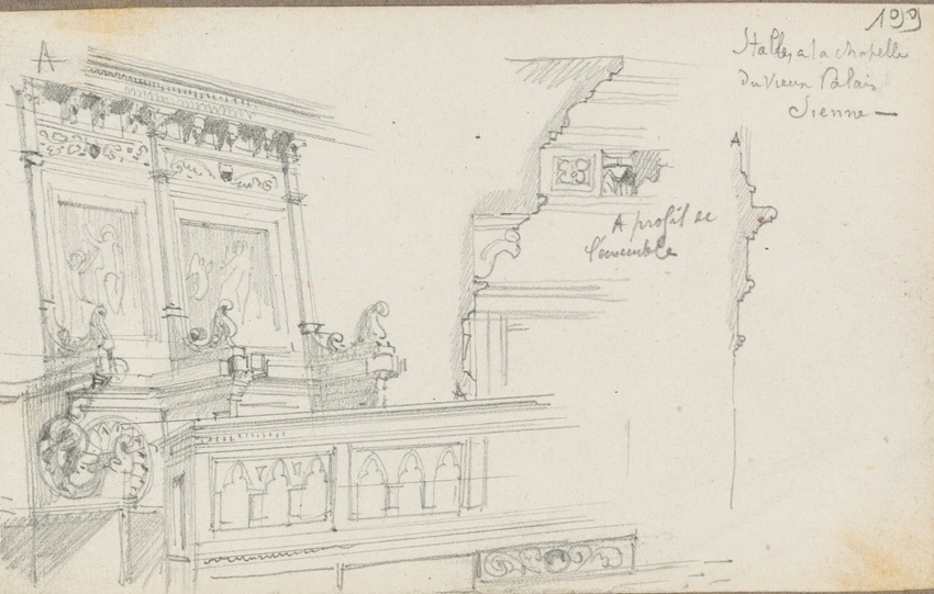 Louis Boitte - Sienne, Palais Vieux, détail de stalles de la chapelle