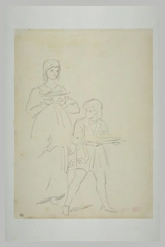Edouard Manet - Femme et jeune garçon portant des plats