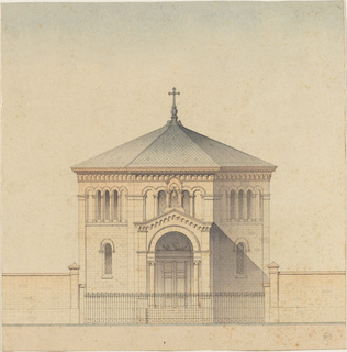 Alphonse Gosset - Façade principale d'un temple protestant