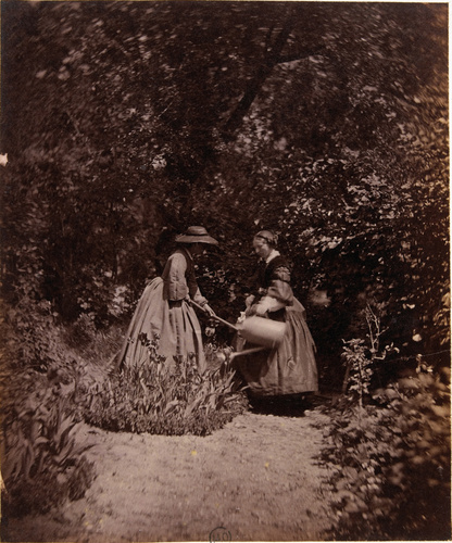 Achille Bonnuit - Deux femmes jardinant