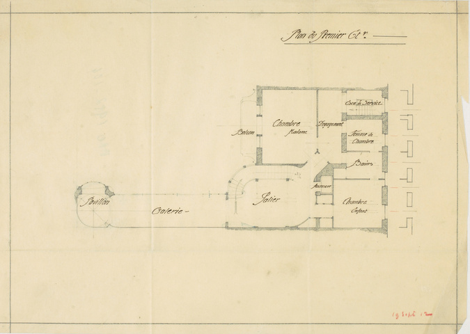 Henry Van de Velde - Hôtel particulier de Victor Goloubew, plan du premier étage