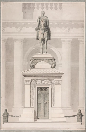 Victor Baltard - Concours pour le tombeau de Napoléon, statue équestre dans la c...