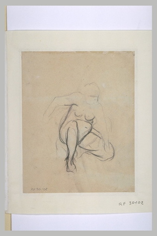 Camille Pissarro - Etude d'une femme nue, accroupie, vue de face