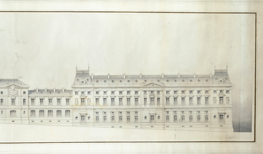 Alphonse Defrasse - Projet de reconstruction de la Sorbonne, façades sur la rue ...