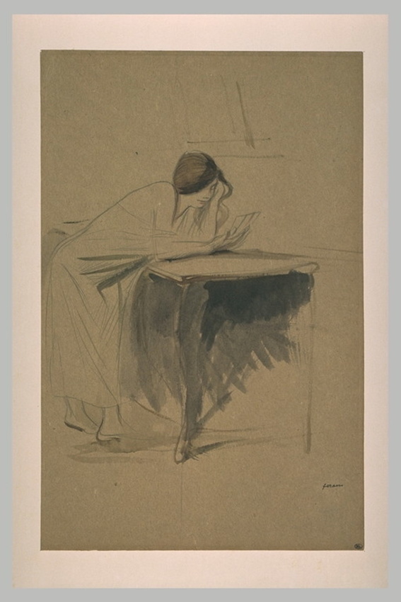 Jean-Louis Forain - Femme debout, lisant une lettre, penchée sur une table