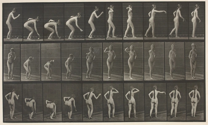 Eadweard Muybridge - Jeune fille nue jouant avec une balle