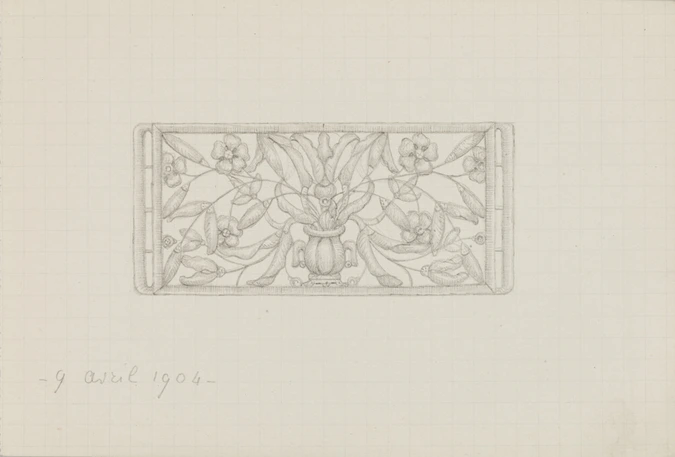Enguerrand du Suau de la Croix - Plaque à motif floral et végétal et vase