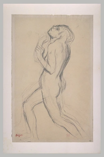 Edgar Degas - Femme nue courant vers la gauche, la tête rejetée en arrière