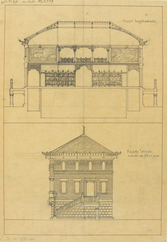 Jean-Camille Formigé - Exposition universelle de 1900, restaurant roumain, coupe...