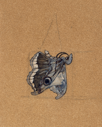 René Lalique - Etude pour un pendant de cou, formé d'un papillon retourné, les a...