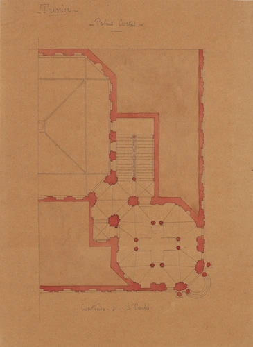Edouard Villain - Plan du palais Cortas, contrada di San Carlo, Turin