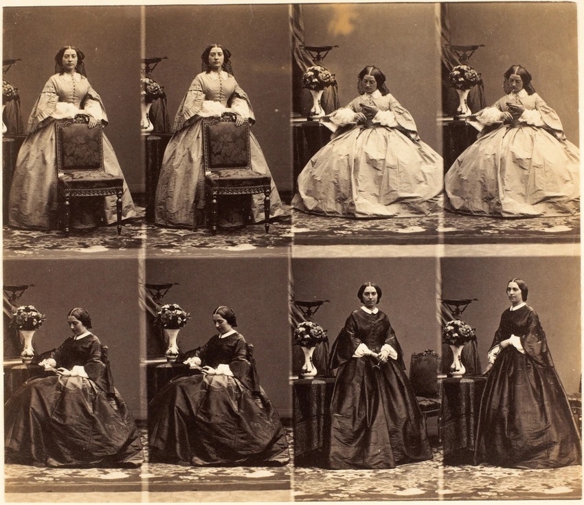 André Adolphe Eugène Disdéri - Mme Delaunay et une femme en huit poses, quatre c...
