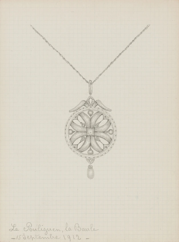 Pendentif Vintage Fleur Stylisée Années 50 - Bijou En Métal, Occasion