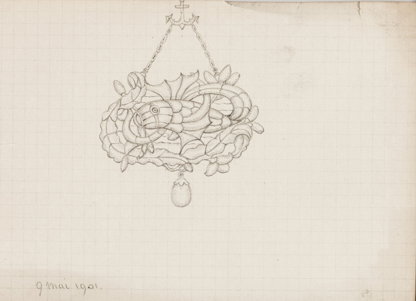 Enguerrand du Suau de la Croix - Pendentif au poisson, goutte en chute, ancre de...