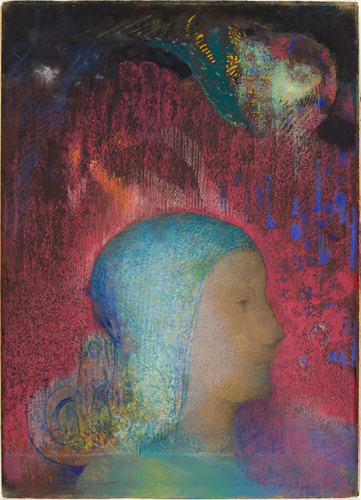 Odilon Redon、Tete de Jeune Femme de Prof Tête de jeune femme, de profil à gauche - Odilon Redon
