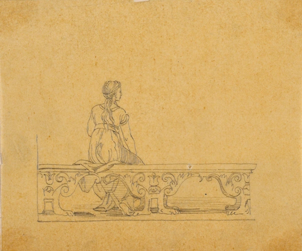 Femme assise sur une balustrade - Victor Ruprich-Robert