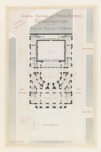 Henri Schmit - Projet de reconstruction de l'Opéra Comique, plan du rez-de-chaus...