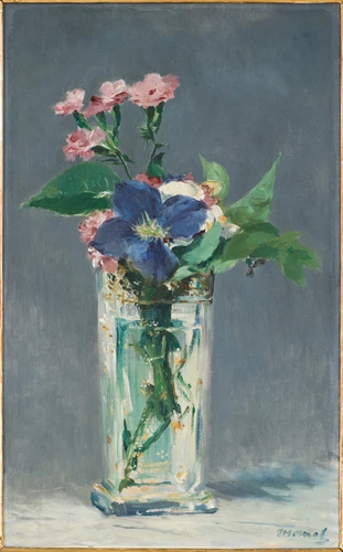 Edouard Manet - Oeillets et clématite dans un vase de cristal