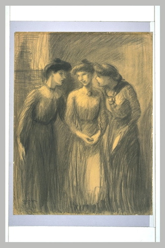Théophile Alexandre Steinlen - Trois jeunes ouvrières en conversation