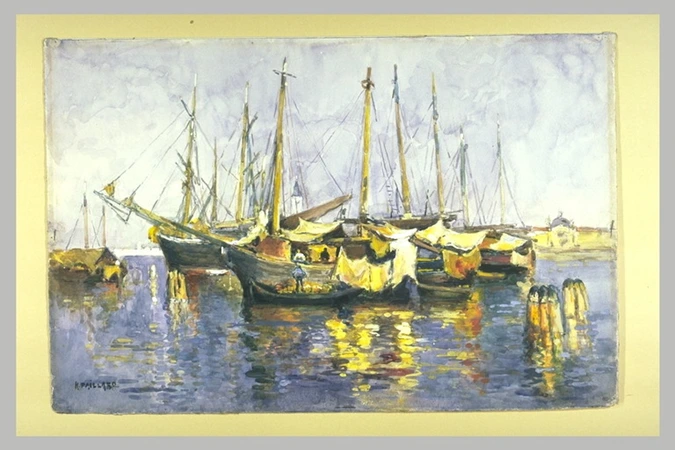 Henri Pierre Paillard - Barques à Venise