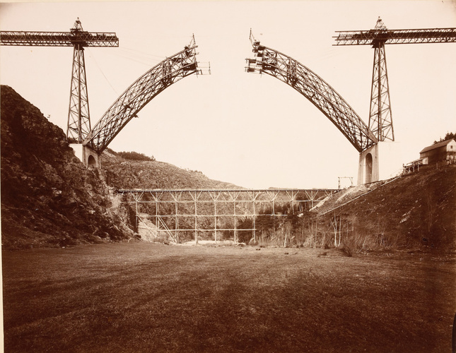 Alphonse Terpereau - Le Viaduc de Garabit, état des travaux le 6 avril 1884