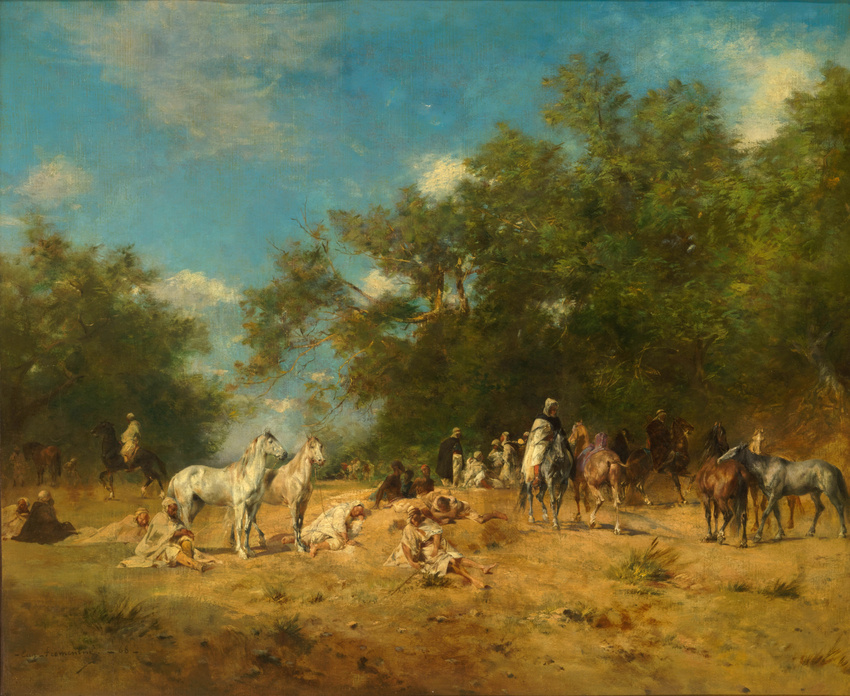 Eugène Fromentin - Halte de cavaliers arabes dans la forêt