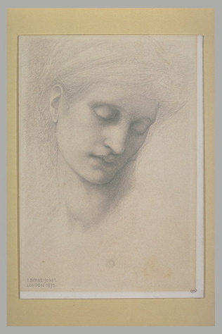 Edward Burne-Jones - Tête de jeune femme les yeux baissés