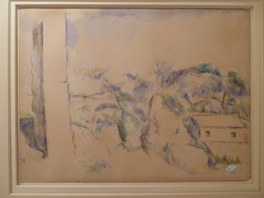 Paul Cézanne - Paysage de la campagne d'Aix, avec une colline et un maisonnette ...