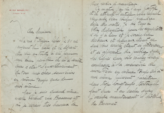 Paul Nadar - Lettre manuscrite signée de Paul Nadar