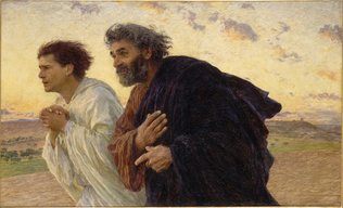 Eugène Burnand - Les Disciples Pierre et Jean courant au Sépulcre le matin de la...