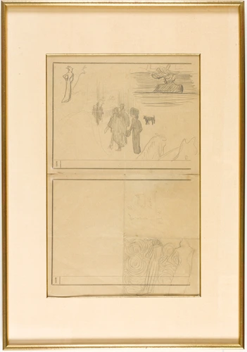 Pierre Bonnard - Etude pour une scène de rue avec personnages et chien, silhouet...