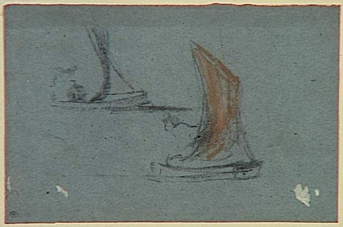 Eugène Boudin - Deux études de barque à voile