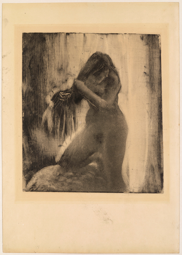 Edgar Degas - Femme, nue, se coiffant