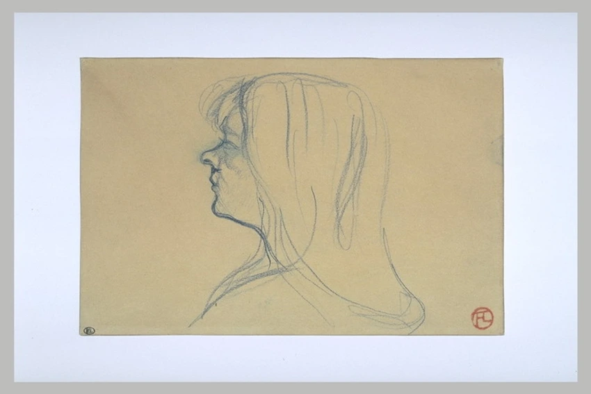 Henri de Toulouse-Lautrec - Tête de femme, de profil à gauche