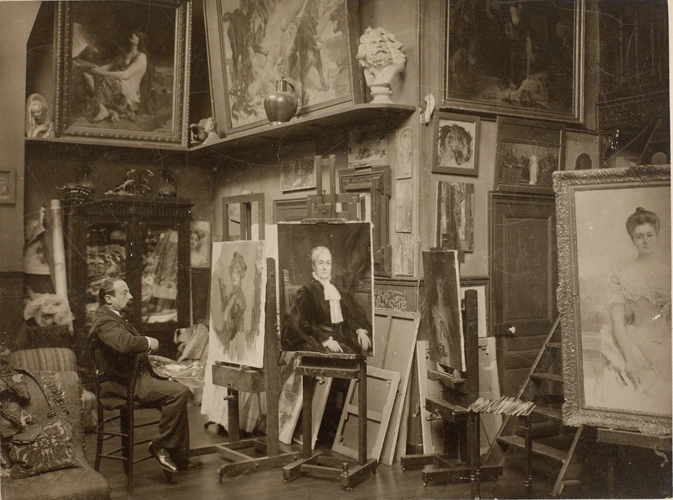 Aaron Gerschel - Léon Comerre dans son atelier