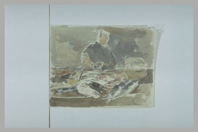 Eugène Boudin - Paysanne derrière un étal de poissons