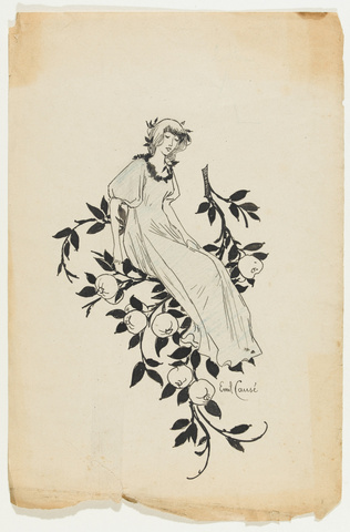Emile Causé - Jeune femme sur une branche de fruits