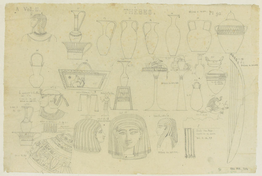 Alphonse Gosset - Thèbes, objets et détails des peintures d'une hypogée (Byban e...