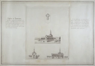Antoine Garnaud - Eglise de Hameau : plan, coupe et élévation