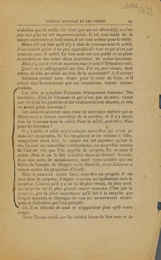 Guillaume Apollinaire - Mercure de France - I-XII-1918. p. 385 à 396, L'Esprit n...