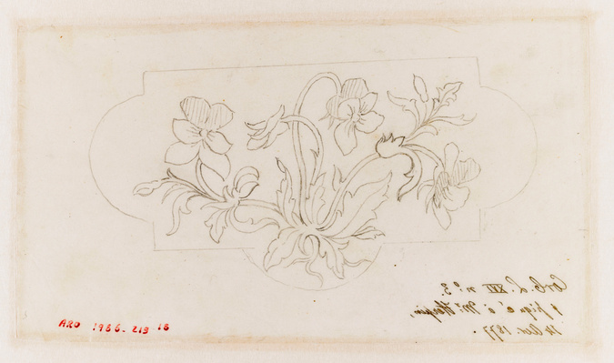 Emile Gallé - Poncif pour le décor d'une corbeille Louis XVI