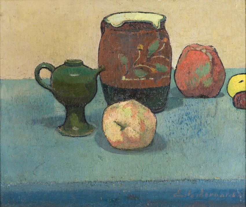Emile Bernard - Pots de grès et pommes