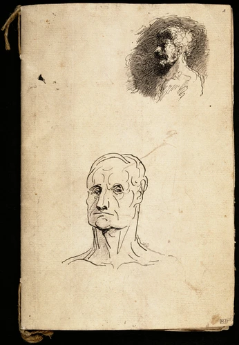 Honoré Daumier - Homme vu en buste de profil, tête d'homme vue de face