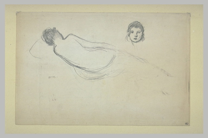 Femme nue, allongée, vue de dos, et tête - Odilon Redon | Musée d