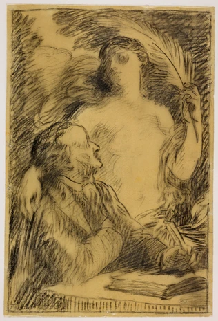 Richard Wagner assis à sa table, et sa muse - Henri Fantin-Latour