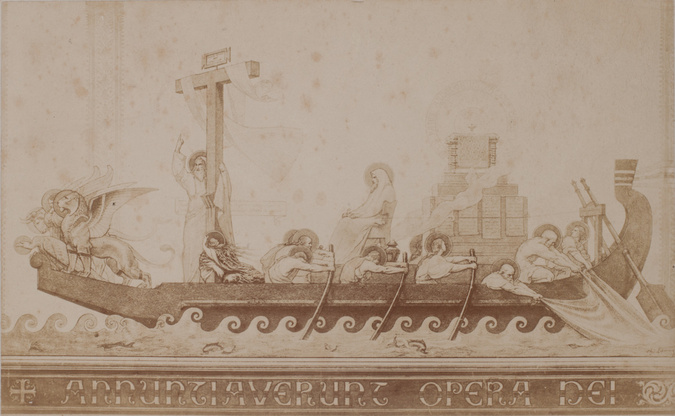 Anonyme - Photographie d'un dessin préparatoire pour le Catholicon, la Barque de...