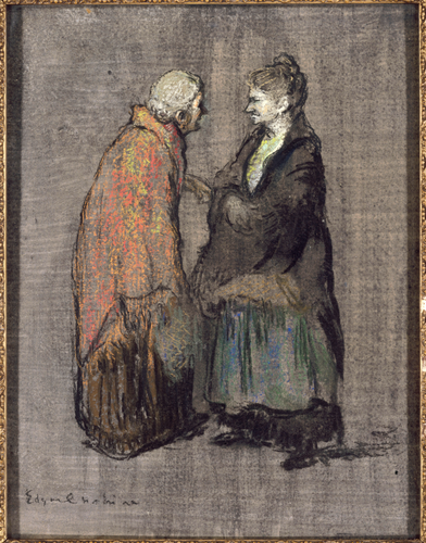 Edgar Chahine - Deux vieilles femmes debout, bavardant