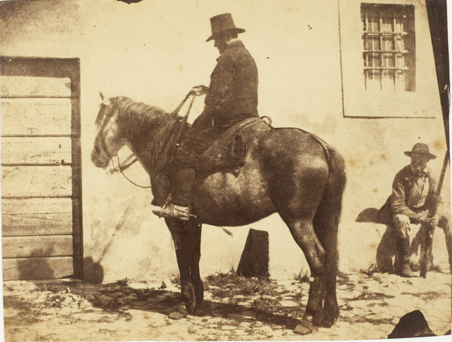 Anonyme - Homme sur un cheval et chasseur