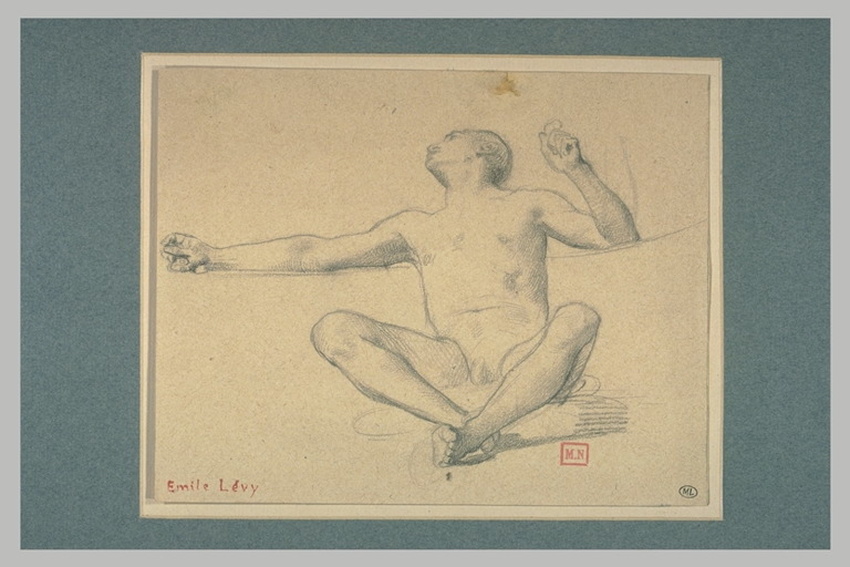 Emile Lévy - Homme nu, assis, de face